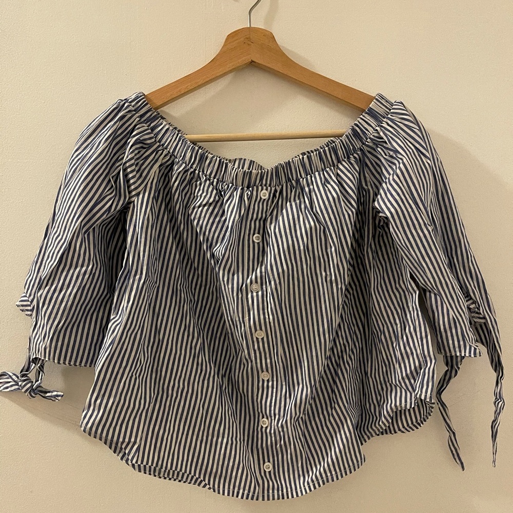 Off shoulder striped top